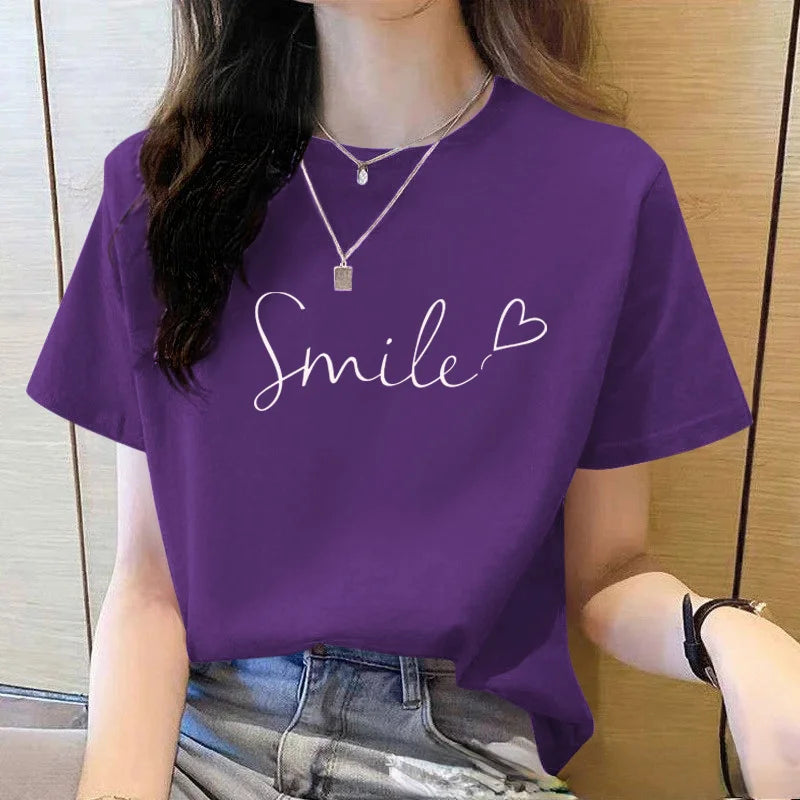 2025Summer Loose Women's T-Shirt High Quality O Neck Solid Color Short Sleeve Women's Business Wear Short Sleeve T-Shirt CCXX179
