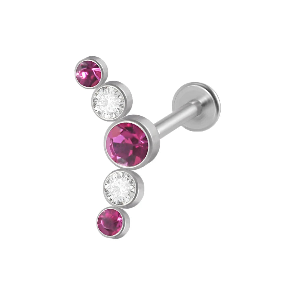 1PC Surgical Steel Internal Thread Labret Lip Ring Opal&Zircon Cluster Curved Ear Cartilage Tragus Helix Daith Piercing Jewelry