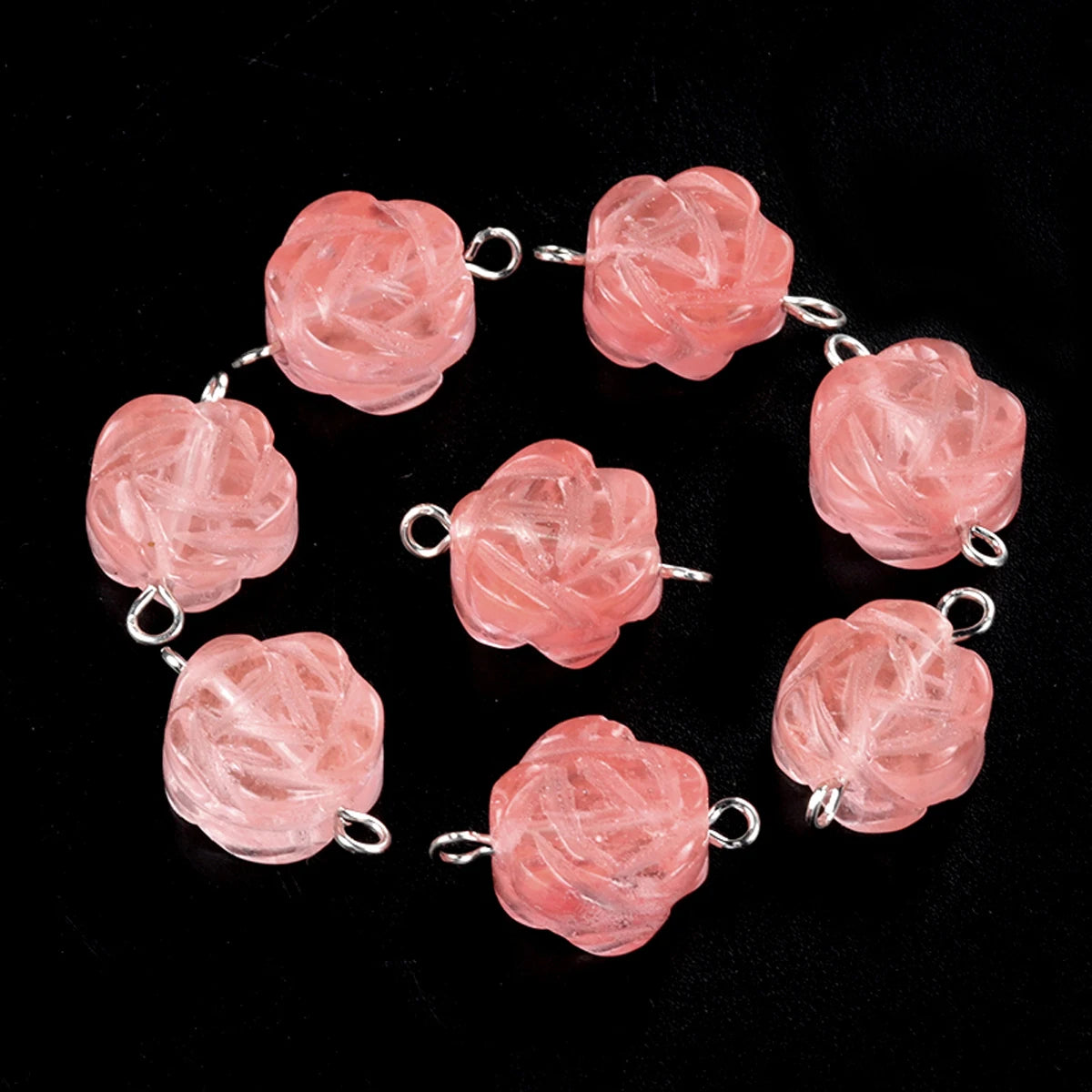 2Pcs Natural Stone Yellow Jade/Agates Rose-Shaped Connector For Jewelry Making DIY Necklace Bracelet Accessory Size 14 mm
