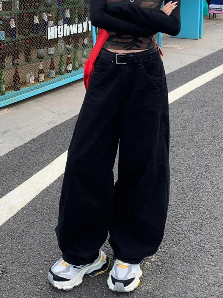 American Style Vintage Versatile Loose Jeans Women Y2K Fashion High Waist Baggy Wide Leg Pants 2025 New Casual Straight Jeans