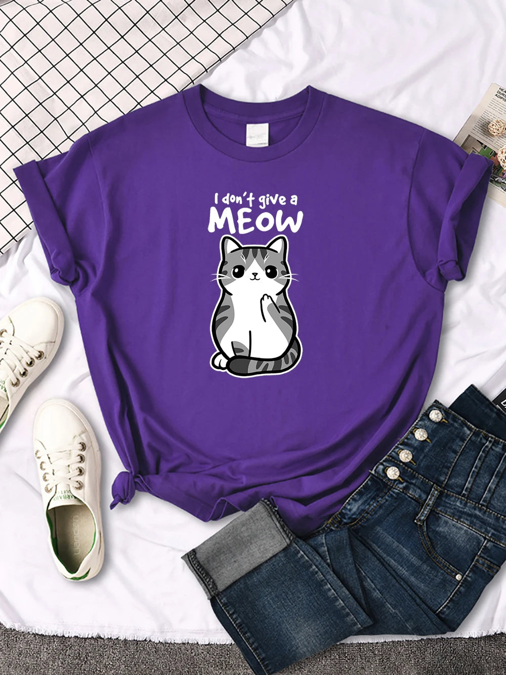 Lovely Cat Printing Women Tshirts Street Breathable New Short Sleeve Casual Fashion Tee Shirt Summer Cool Comfortable Clothing