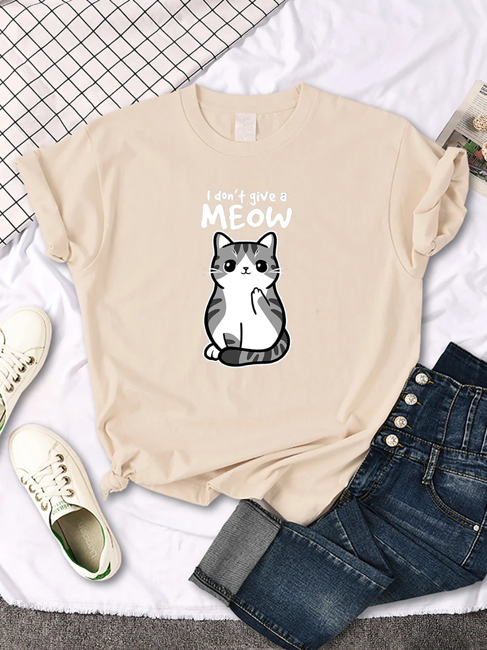 Lovely Cat Printing Women Tshirts Street Breathable New Short Sleeve Casual Fashion Tee Shirt Summer Cool Comfortable Clothing