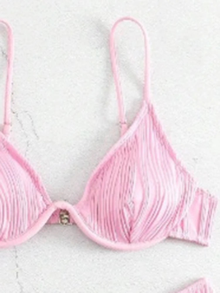 OIINAA Sexy Bikini Set Women Two-Piece Solid Swimsuit Backless Female Swimwear Bathing Summer Fashion Female Holiday Beachwear