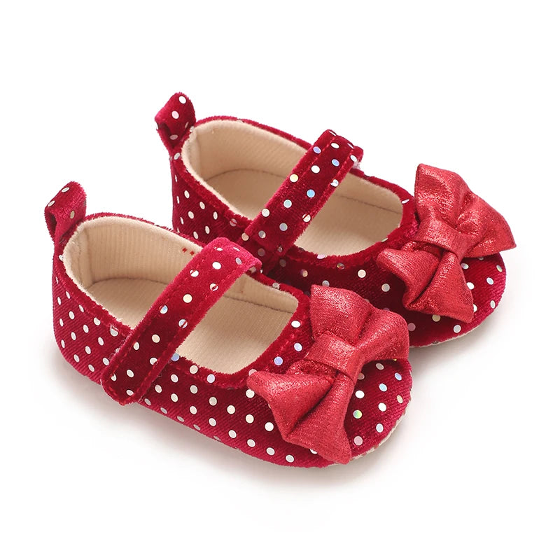 0-18Months New Baby Girls Shoes Princess Cute Bow Anti-slip Soft Rubber Bottom First Walker Toddler Crib Shoes