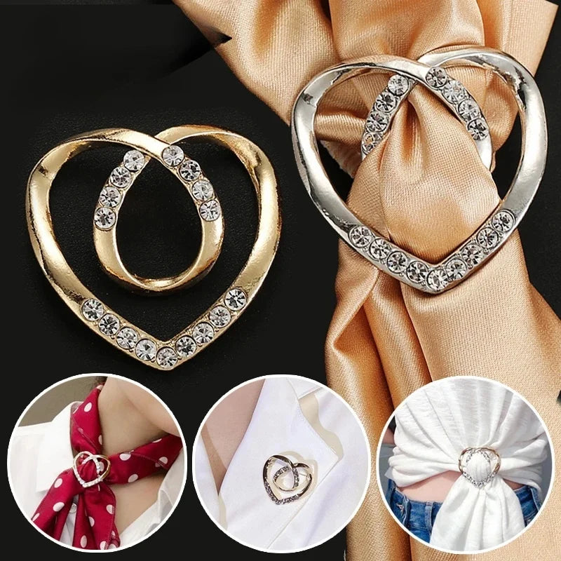 Adjustable Knot Scarf Buckle Pin - Decorative Crystal Silk Brooch Clip for T-Shirts Blouses Shawls Women's Fashion Accessories