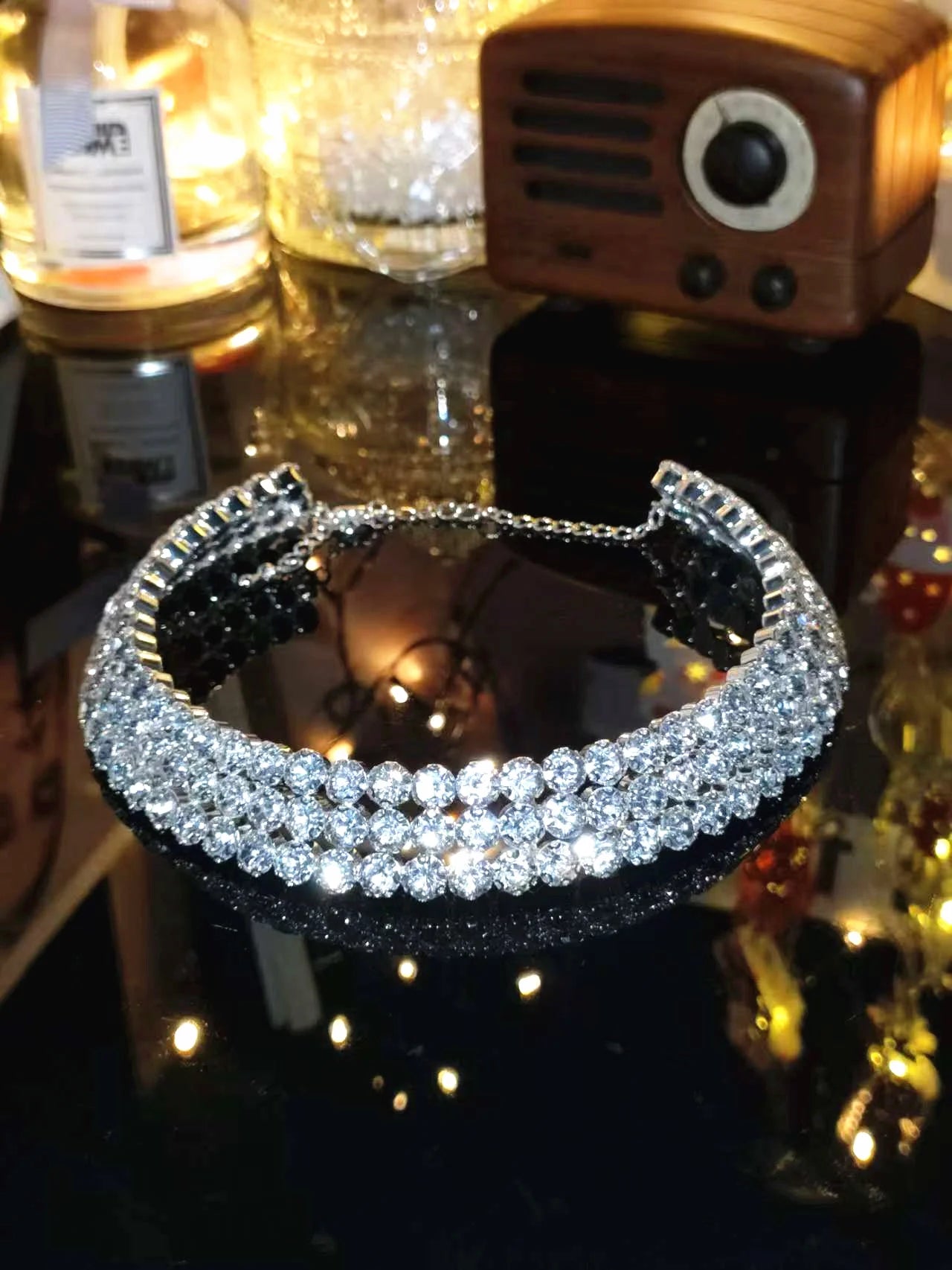 2024 Sparkling Silver Color Crystal Collar Chain Choker Necklace Bridal Women Wedding Party Diamante Rhinestone Choker Jewelry