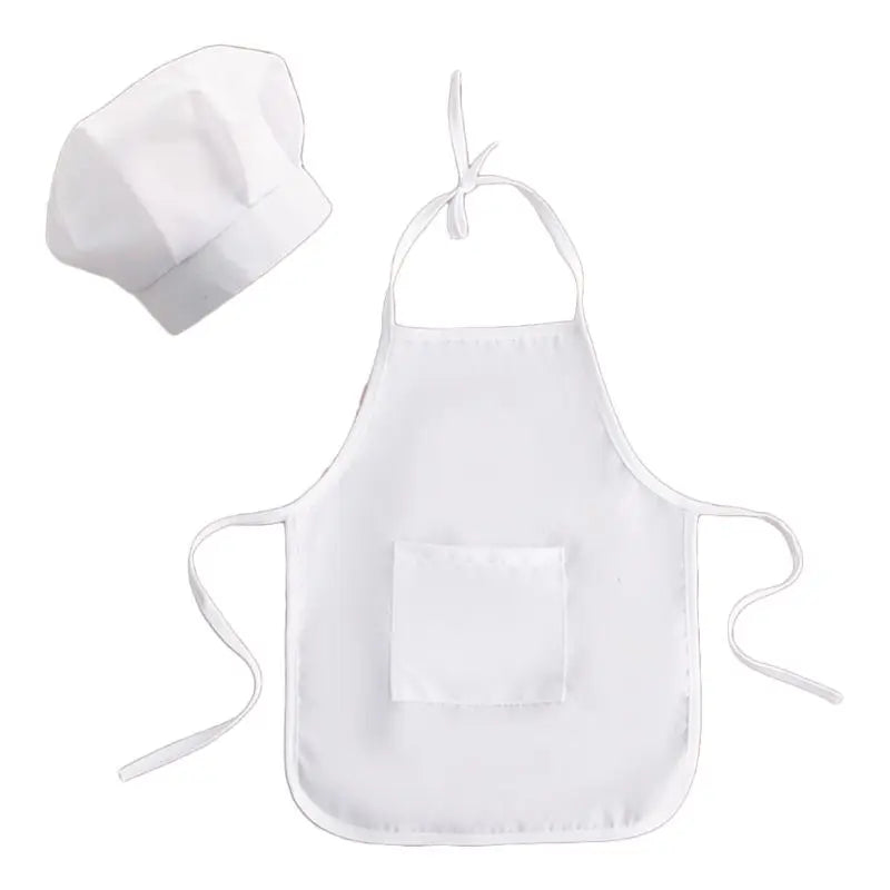 2 Pcs Cute Baby Chef Apron and Hat Infant Kids White Cook Photos Costume Photography Prop Newborn Hat Apron