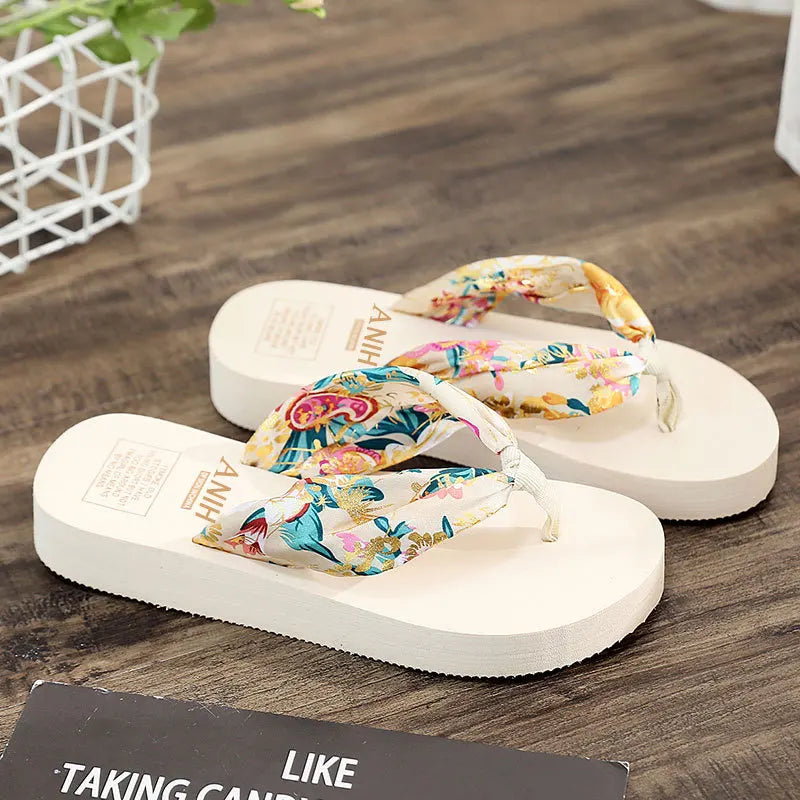 Women's Summer Fashion EVA Slipper Bohemian Satin Ribbon Female Flip Flop 2023 Bronzing Beach Simple Leisure Women Shoes