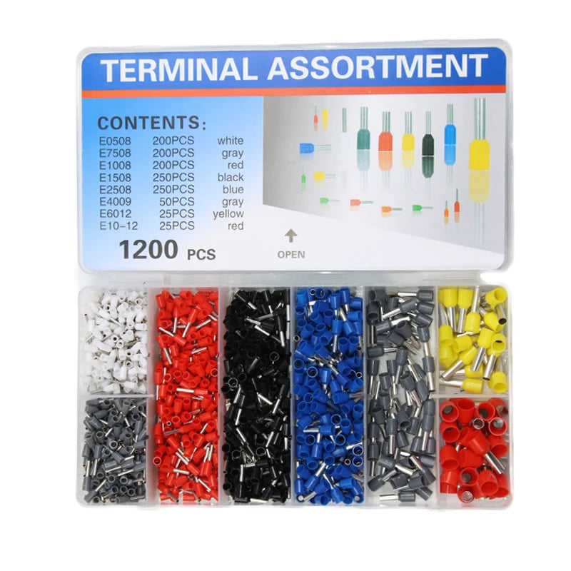 VE Tubular Crimping Terminal Ferrule Kit with 800-1900PCS HSC8 6-4A 0.25-10mm² Pliers Mini Wire Ferrule Fixture Kit