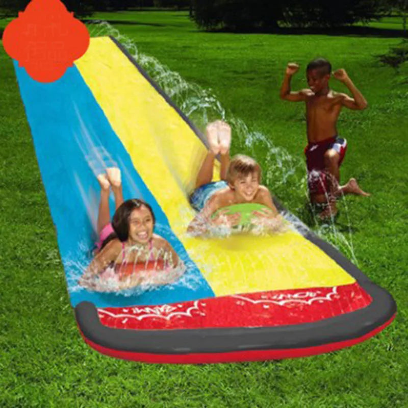 Inflatable Lawn Water Slide Summer Slip Waterslide Water Splash Play Toys with Build in Sprinkler Backyard Outdoor Fun for Kids