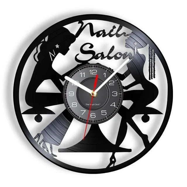 Custom Spa Salon Business Wall Sign Wall Decor Nail Salon Personised Your Name Vinyl Record Wall Clock Polish Fashion Art Clock