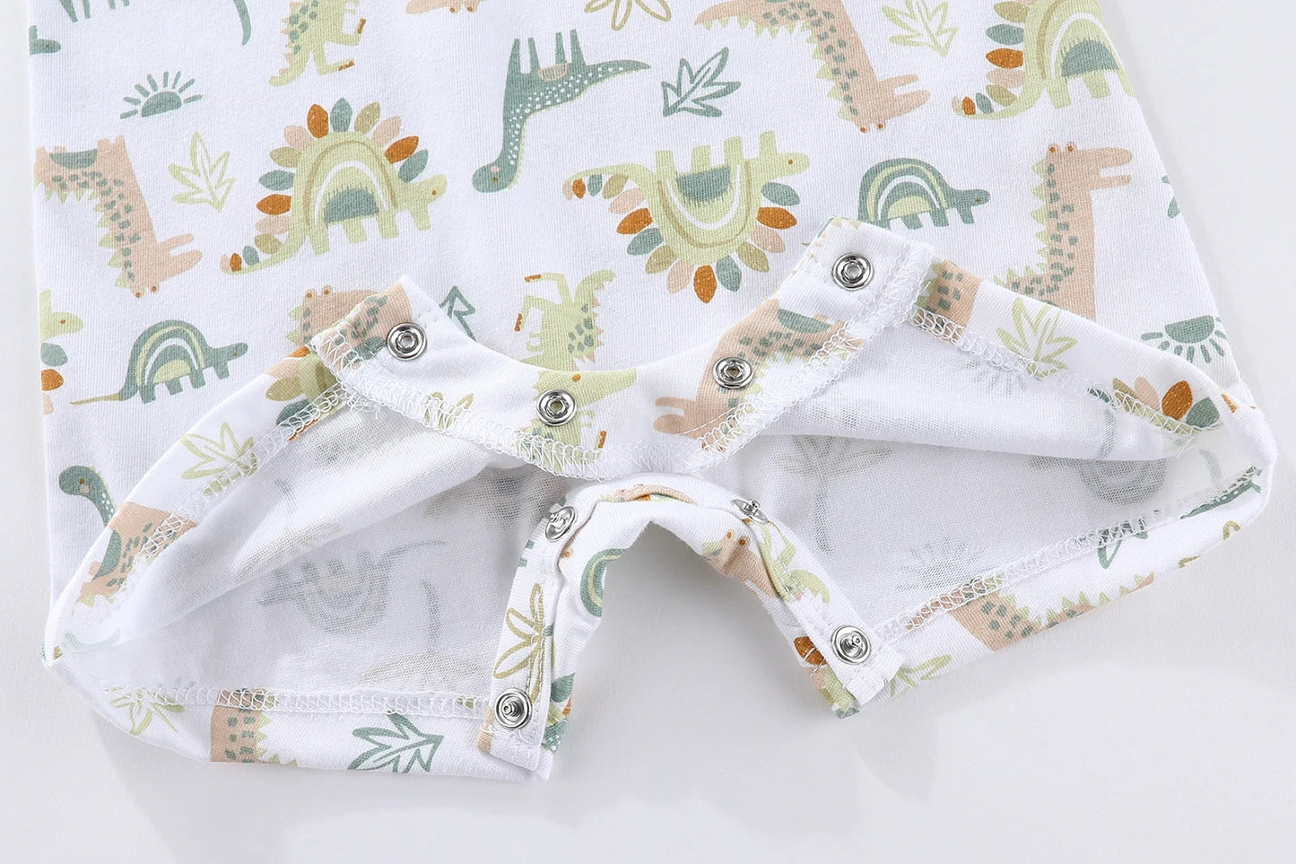 2 Pcs Cartoon Dinosaur Baby Boy Flat-angle Jumpsuits Short Sleeves Newborn Rompers 0-9M Infant Clothes