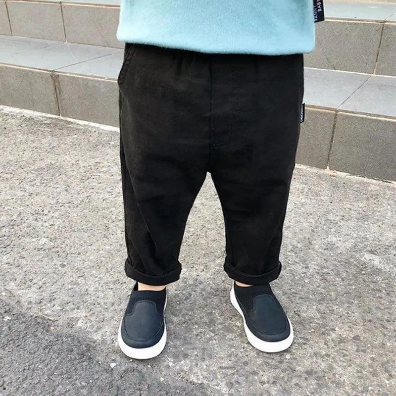 0-7Years Spring Autumn Kids Children Pants Baby Boy Washed Casual Trousers Elastic Waist Straight/Harlan Multiple Styles