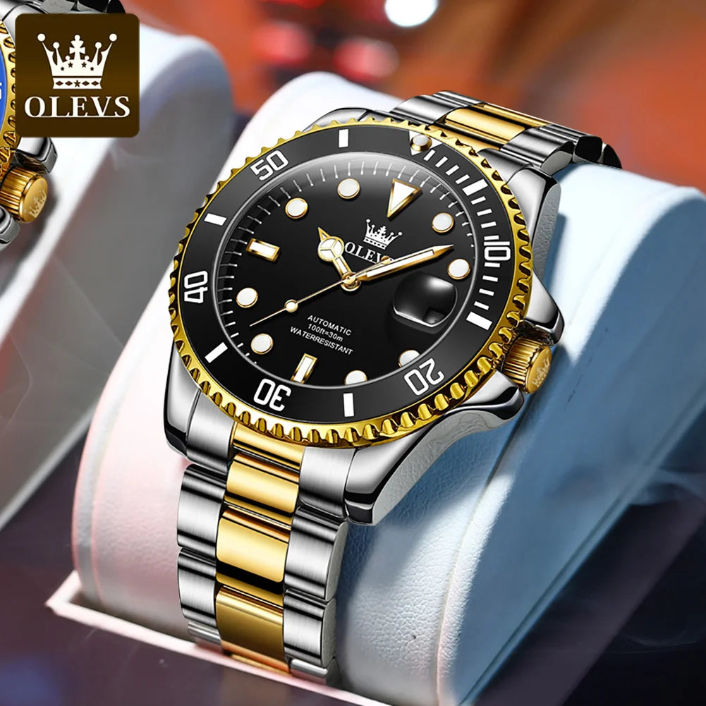OLEVS 6650 Men's Watches Diving Series Waterproof Stainless steel Auto Date Automatic Mechanical Watch for Men