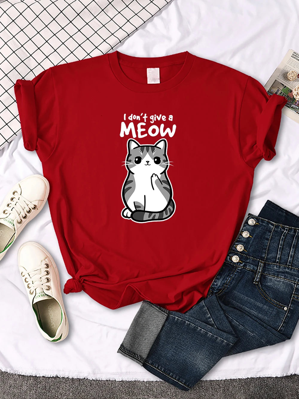 Lovely Cat Printing Women Tshirts Street Breathable New Short Sleeve Casual Fashion Tee Shirt Summer Cool Comfortable Clothing