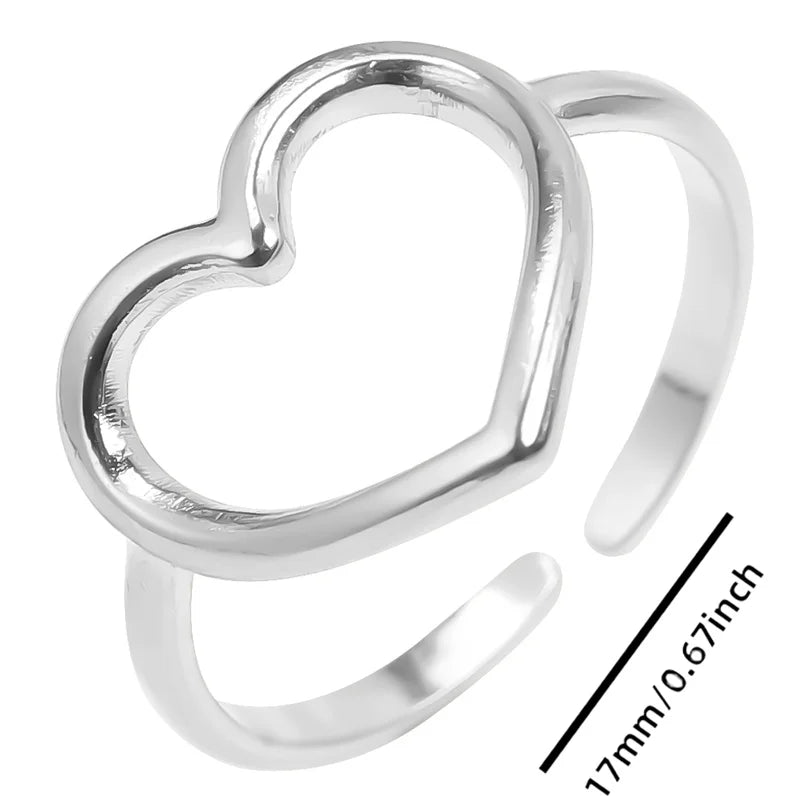 Wholesale 6pcs Steel Color Rings Hug Snake Love Star Moon Shell Leaf Shaped Rings Stainless Steel Women Jewelry Charms No Fade