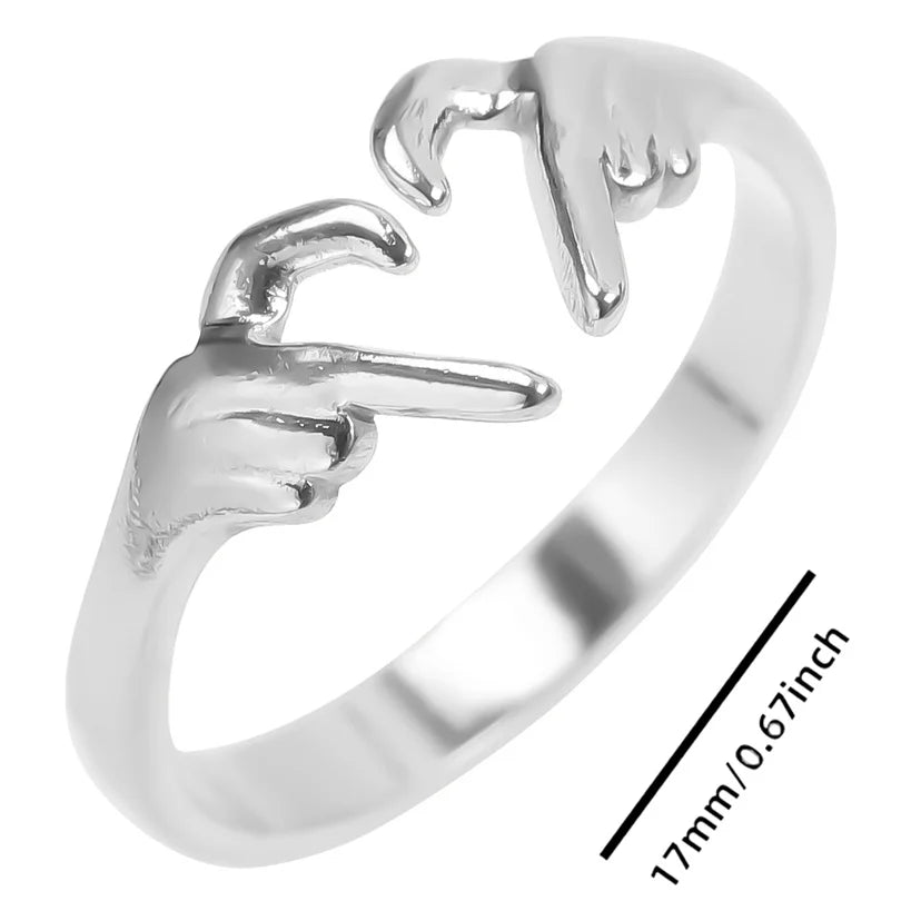 Wholesale 6pcs Steel Color Rings Hug Snake Love Star Moon Shell Leaf Shaped Rings Stainless Steel Women Jewelry Charms No Fade