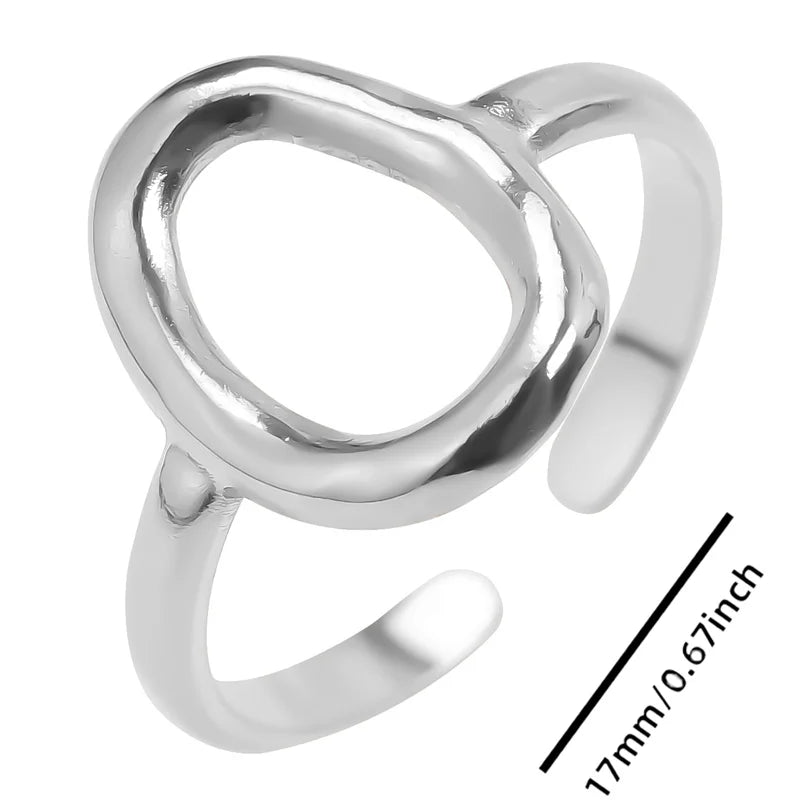 Wholesale 6pcs Steel Color Rings Hug Snake Love Star Moon Shell Leaf Shaped Rings Stainless Steel Women Jewelry Charms No Fade
