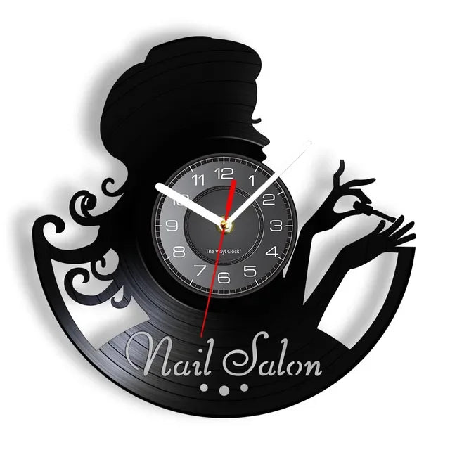Custom Spa Salon Business Wall Sign Wall Decor Nail Salon Personised Your Name Vinyl Record Wall Clock Polish Fashion Art Clock