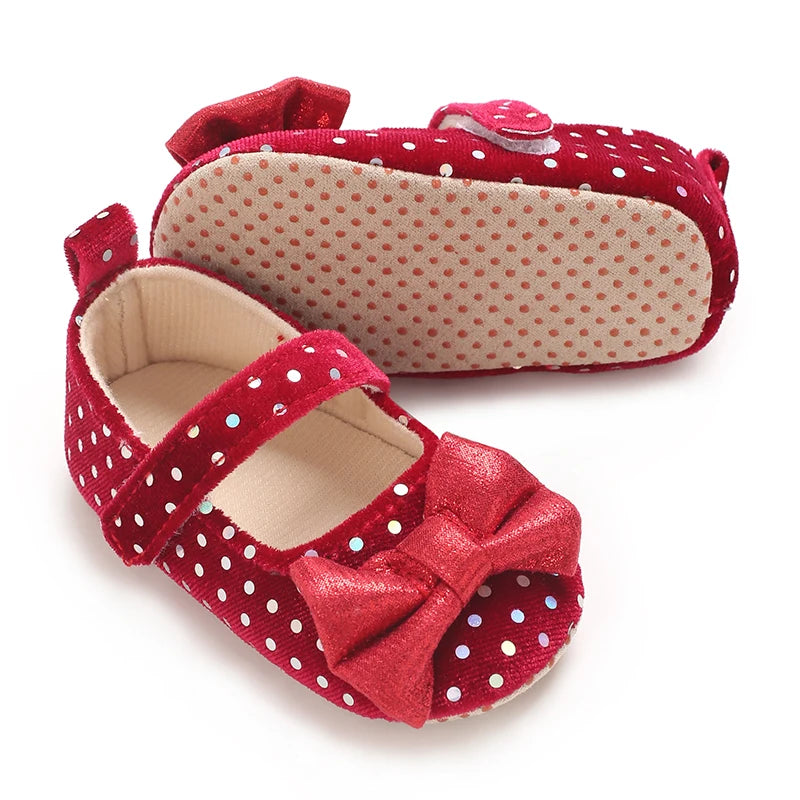 0-18Months New Baby Girls Shoes Princess Cute Bow Anti-slip Soft Rubber Bottom First Walker Toddler Crib Shoes