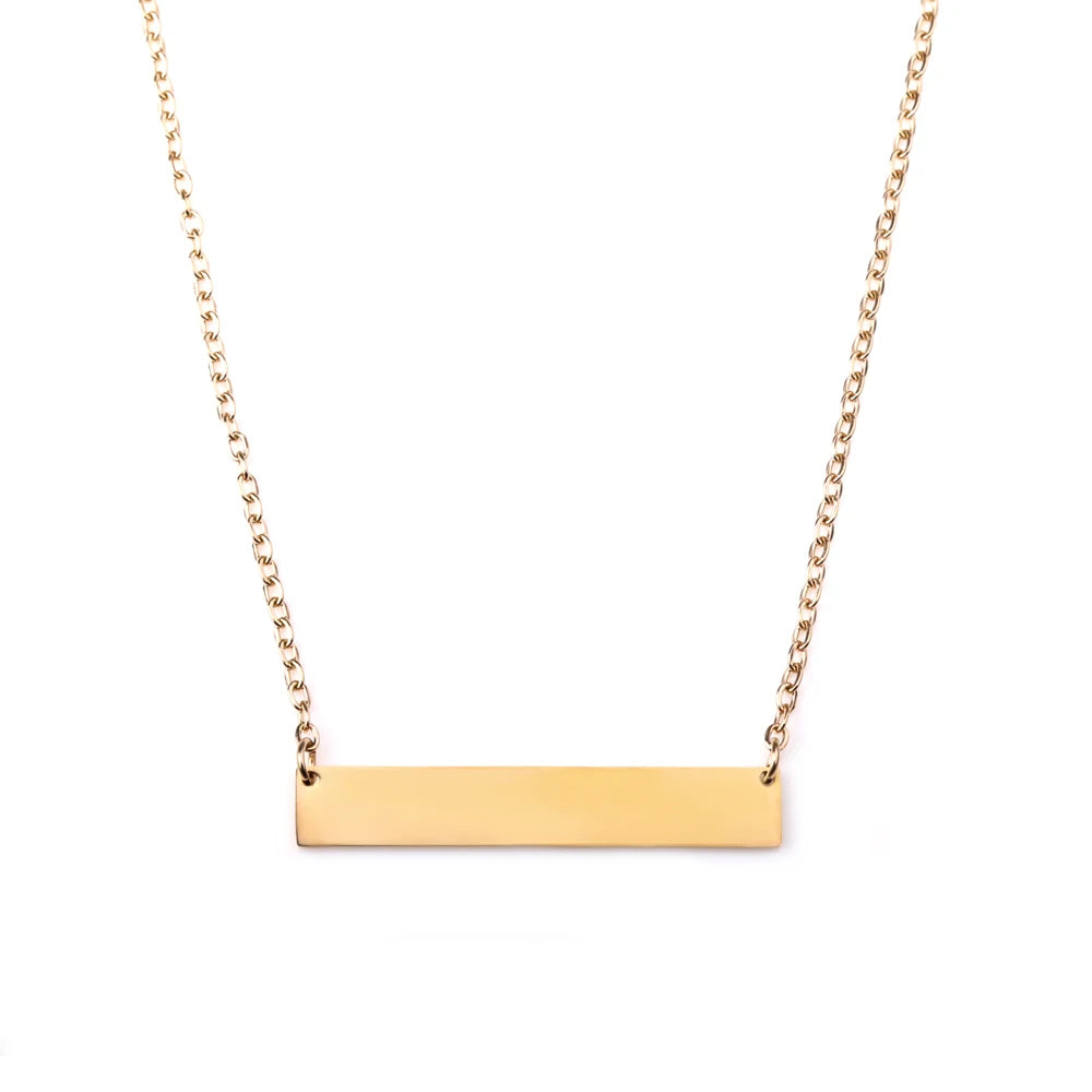 Stainless Steel 40mm Bar Engraved Pendant Necklace 4 Colors Customized Name Necklace For Women Men Personalized Jewelry Gift