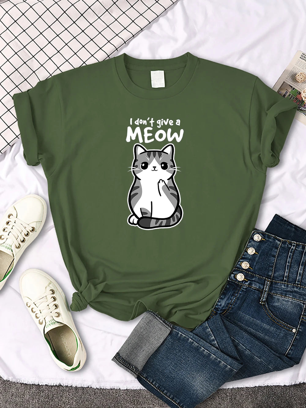 Lovely Cat Printing Women Tshirts Street Breathable New Short Sleeve Casual Fashion Tee Shirt Summer Cool Comfortable Clothing