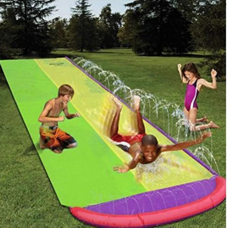 Inflatable Lawn Water Slide Summer Slip Waterslide Water Splash Play Toys with Build in Sprinkler Backyard Outdoor Fun for Kids