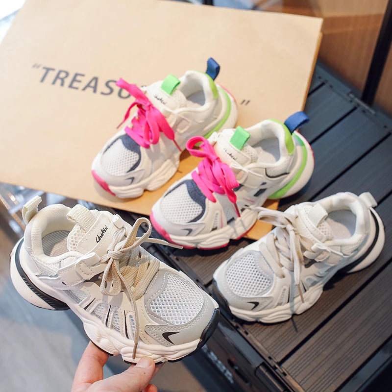 2024 Children's Summer Sports Shoes Primary School for Boys and Girls Breathable Single Mesh Dad Shoes Sports Running Shoes