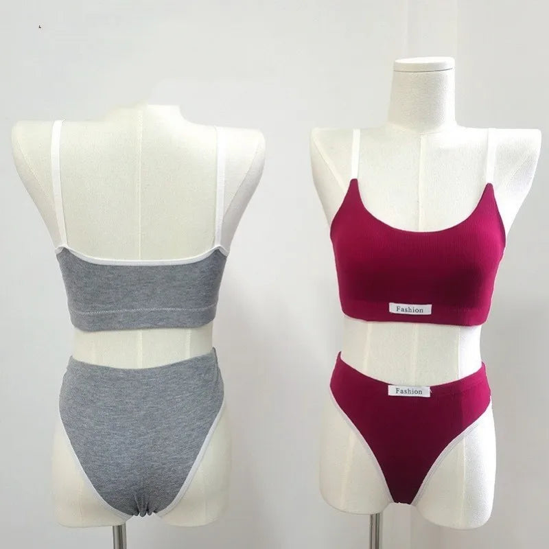 Women Seamless Bras Set Low Waist Panties 3/4 Cup Wireless Bra Sexy Lingerie Set Female Comfort Sports Underwear Set