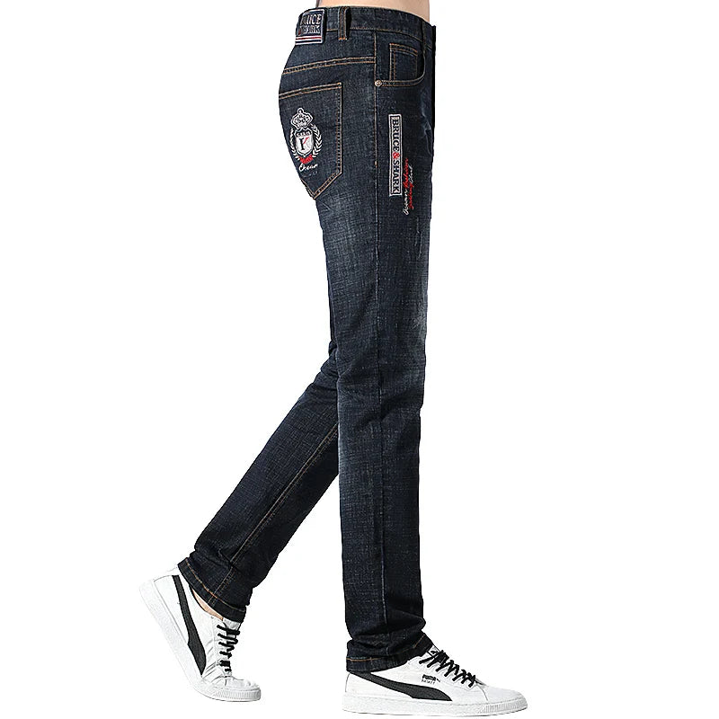 ①Bruce&Shark Men's Summer Long Jeans Stretch Cotton Straight Casual Loose Men jeans Fashion Denim Jeans for Man big size 42