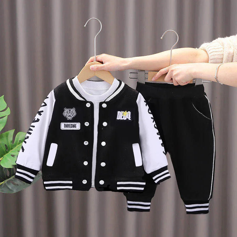 2024 Boys Girls Baseball Clothing Sets Kids Casual Sports Outfits Coat Pant 2Pcs Spring Autumn New Thin Baby Tracksuit Suit 1-4Y