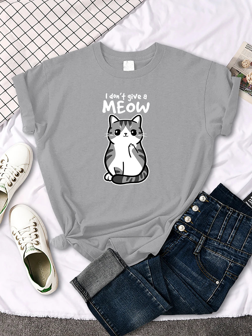 Lovely Cat Printing Women Tshirts Street Breathable New Short Sleeve Casual Fashion Tee Shirt Summer Cool Comfortable Clothing