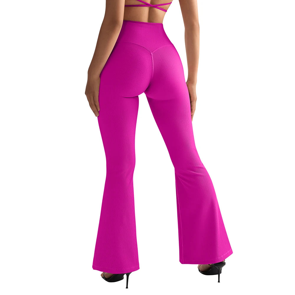 Women's Flared Pants with Pockets Flared Leg Yoga Pants Fitness Casual Tummy Control V Waist Long Pants Yoga Leggings Women