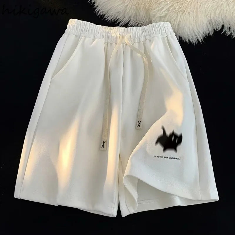 Women Clothing Pantalones Cortos De Mujer Summer Casual Shorts Streetwear BF Print Fashion Y2k Wide Leg Pants 2025 New Bottoms