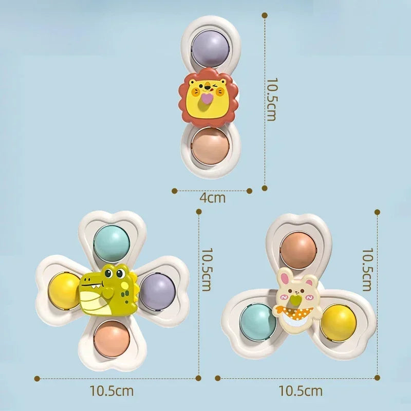 New 3PCS Suction Cup Spinner Baby Bath Funny Game Educational Toys For Children Girls Boys Infant Sensory Stress Reliever Gift