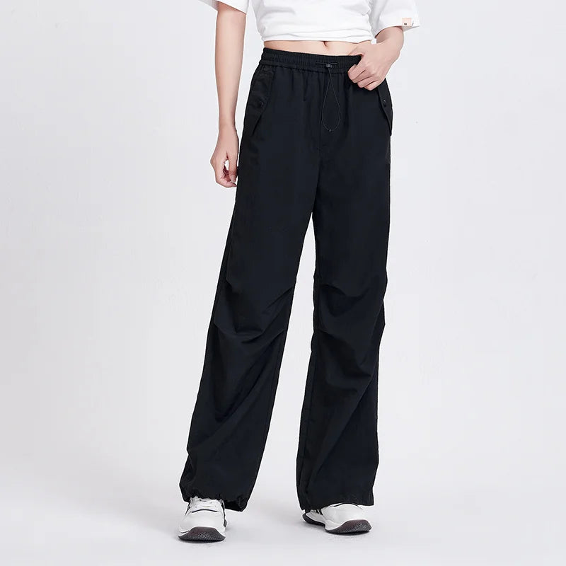 Semir Casual Pants Women Textured Wide Leg Pants 2024 New Summer Elastic Waist Parachute Pants High Street