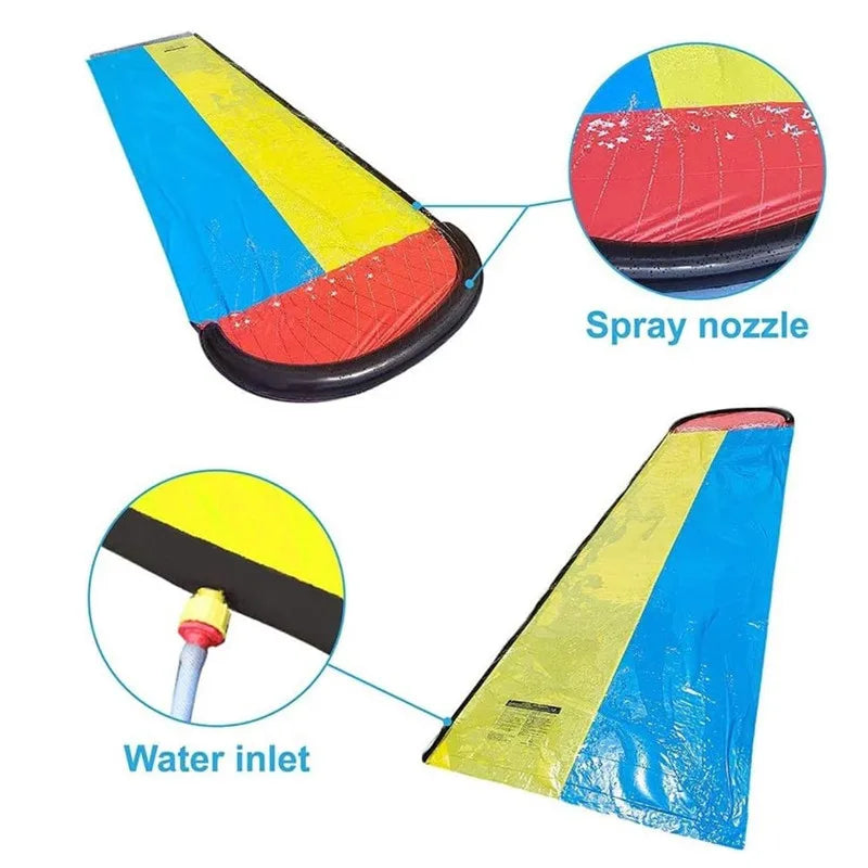 Inflatable Lawn Water Slide Summer Slip Waterslide Water Splash Play Toys with Build in Sprinkler Backyard Outdoor Fun for Kids