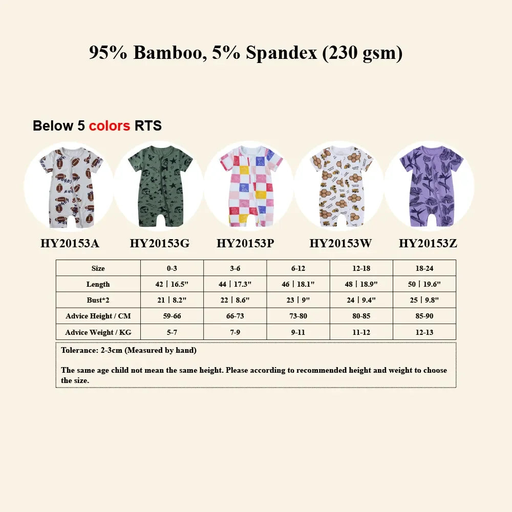 0-24M Summer Newborn Baby Romper Bamboo Fiber Clothes Infant Boy Girl Onesie Pyjamas Full Print Breathable Sleepwear Jumpsuits