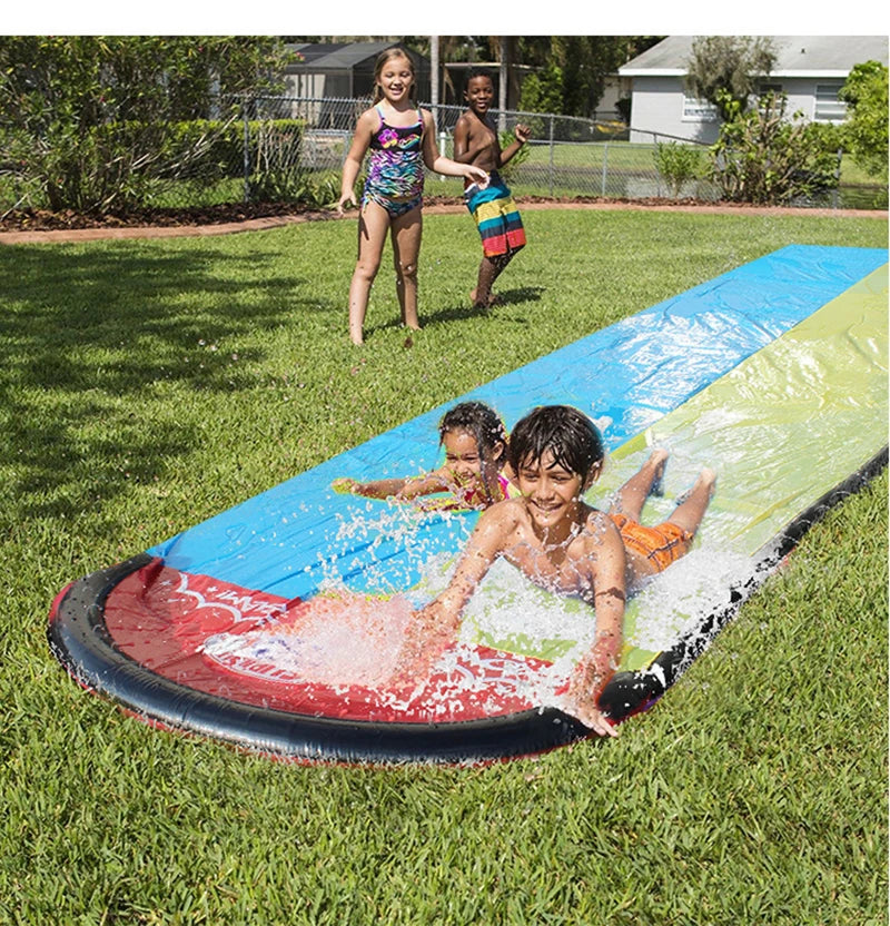 Inflatable Lawn Water Slide Summer Slip Waterslide Water Splash Play Toys with Build in Sprinkler Backyard Outdoor Fun for Kids