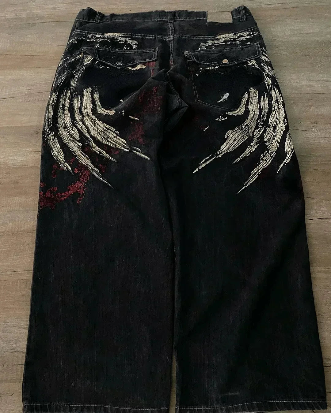 2024 New American Fashion Retro Hip hop Embroidery Pattern Baggy Jeans For Mens Womens Y2K Harajuku Gothic Wide Pants Streetwear