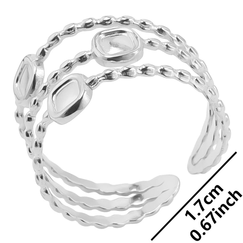 Wholesale 6pcs Steel Color Rings Hug Snake Love Star Moon Shell Leaf Shaped Rings Stainless Steel Women Jewelry Charms No Fade