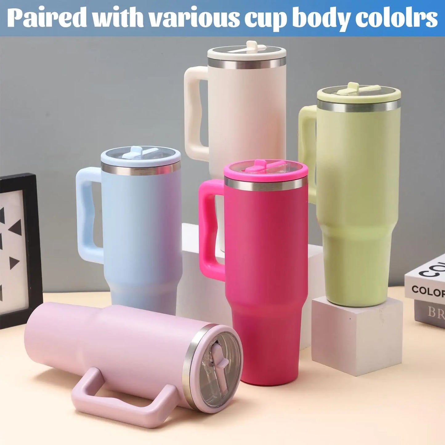 40 oz Replaceable Tumbler Flip Straw Lid for Stanley Cup,Reusable Tumbler Cover, Spill Proof Splash Resistant Tumbler Lids