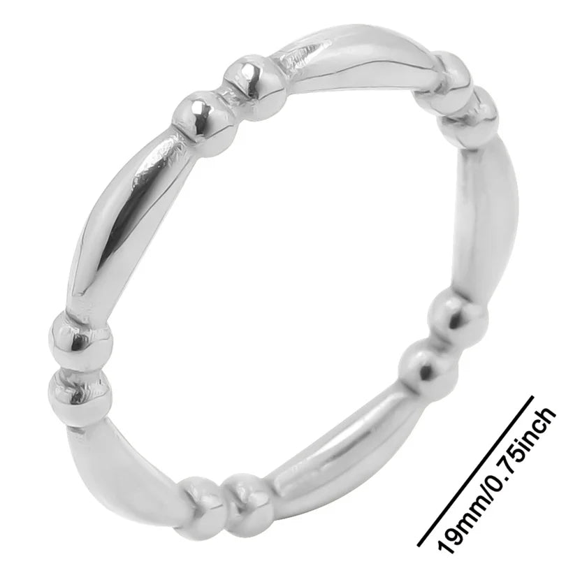 Wholesale 6pcs Steel Color Rings Hug Snake Love Star Moon Shell Leaf Shaped Rings Stainless Steel Women Jewelry Charms No Fade