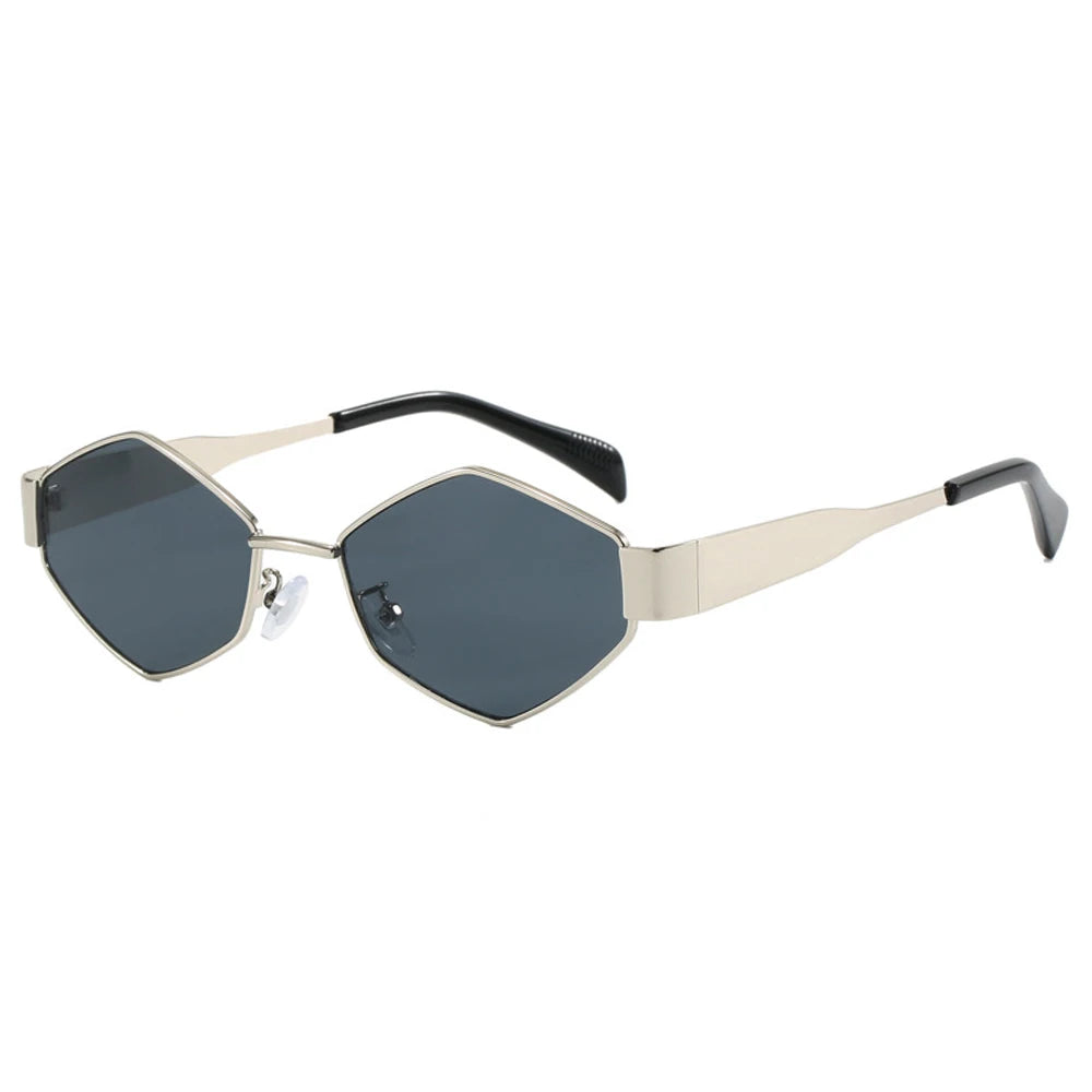 DDDLONG Punk Retro Sunglasses Women Luxury Classic Metal Frame Polygon Sun Glasses For Lady Vintage Shades Small Eyewear D460