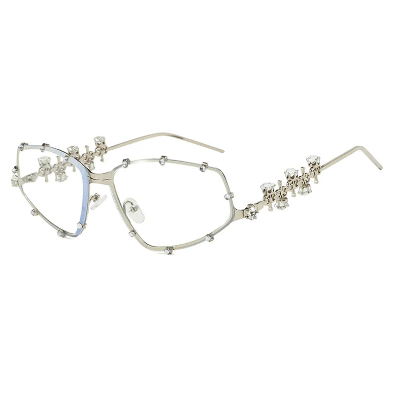 Diamonds Square Fashion Sunglasses Women 2024 Vintage Shades UV400 Luxury Rhinestones Sun Glasses Female Punk Big Men Eyewear