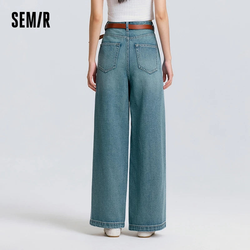 Semir Jeans Women High-waisted Wide-leg Trousers 2025 New Spring Long Trousers Street Style Trendy Versatile Trousers