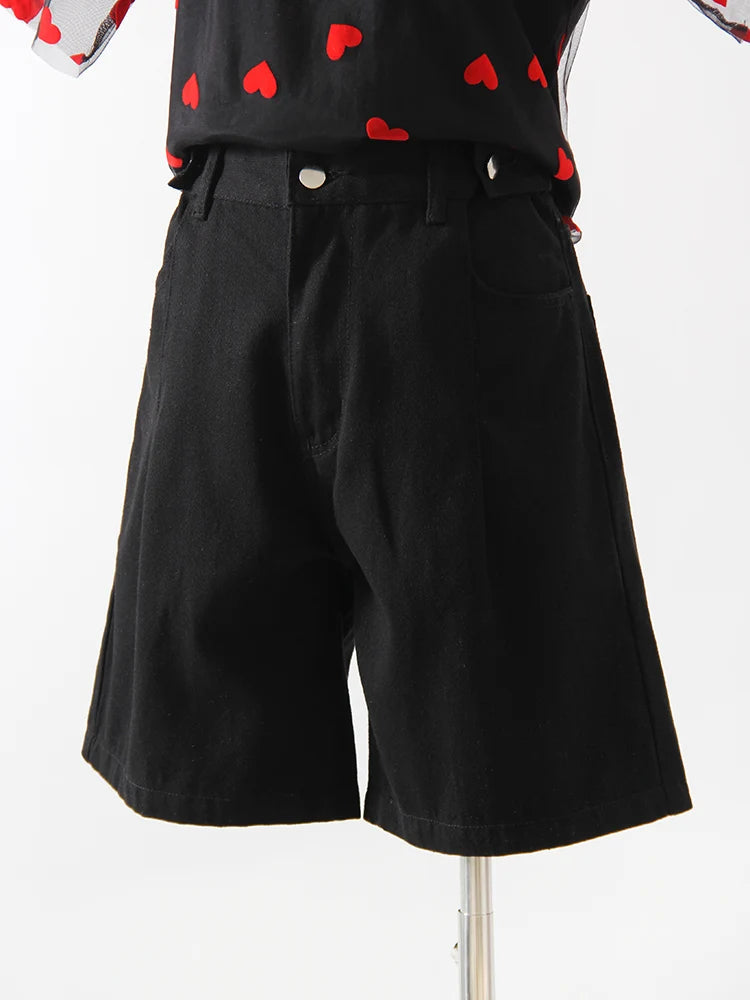 Summer Jean Shorts Women Denim High Waist Black Baggy Short Jeans Summer Pants Women's Bermuda Denim Shorts Wide Leg For Women