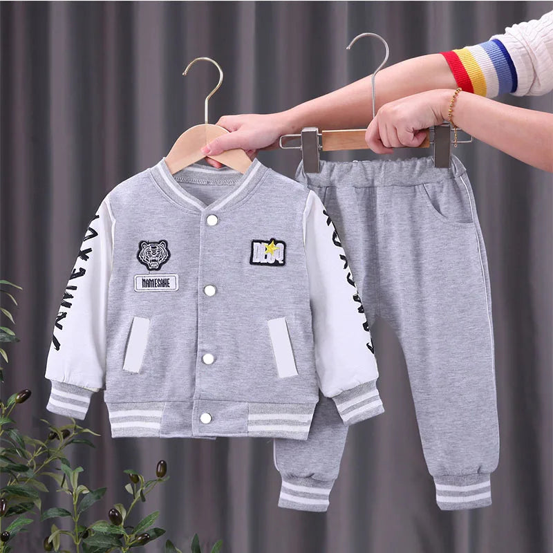 2024 Boys Girls Baseball Clothing Sets Kids Casual Sports Outfits Coat Pant 2Pcs Spring Autumn New Thin Baby Tracksuit Suit 1-4Y