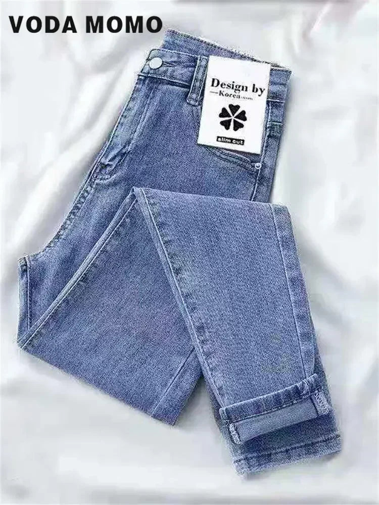 2023 New Female Spring Autumn Trousers Skinny Stretch Jean For woman High Waist pencilPants Vintage Slim Denim Pants Streetwear
