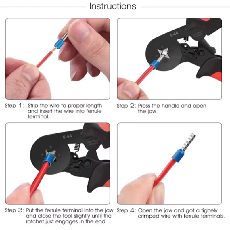 VE Tubular Crimping Terminal Ferrule Kit with 800-1900PCS HSC8 6-4A 0.25-10mm² Pliers Mini Wire Ferrule Fixture Kit